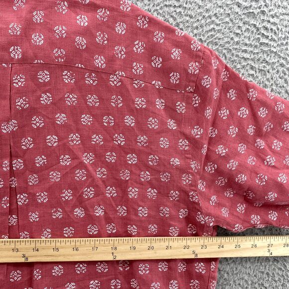 Peter Millar Linen Shirt Men Large Red Floral Coastal Grandpa Country Club Beach - Picture 5 of 9